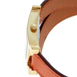 Hermes White Gold Plated Stainless Steel Leather Double Tour HS036737WW00 Women's Wristwatch 21 mm