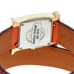 Hermes White Gold Plated Stainless Steel Leather Double Tour HS036737WW00 Women's Wristwatch 21 mm