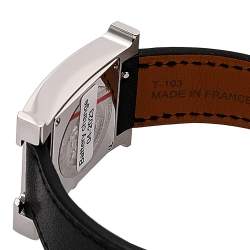 Pre Owned Hermes Black Stainless Steel Diamond Leather Heure H W046478WW00 Women's Wristwatch 21 mm