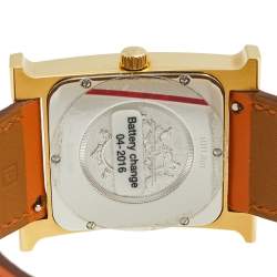 Hermes White Gold Plated Stainless Steel Heure H GM HH1.801 Women's Wristwatch 30 MM