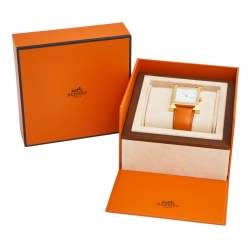 Hermes White Gold Plated Stainless Steel Heure H GM HH1.801 Women's Wristwatch 30 MM