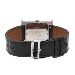 Hermes White Stainless Steel Leather Heure HH1.510 Women's Wristwatch 26 mm