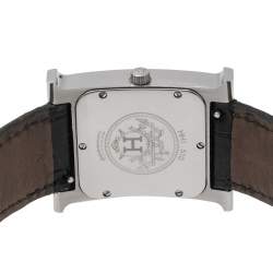 Hermes White Stainless Steel Leather Heure HH1.510 Women's Wristwatch 26 mm