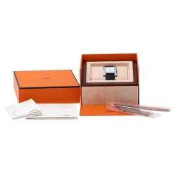 Hermes White Stainless Steel Leather Heure HH1.510 Women's Wristwatch 26 mm
