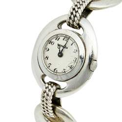 Hermes White Silver Vintage Women's Wristwatch 25 mm