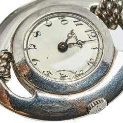 Hermes White Silver Vintage Women's Wristwatch 25 mm
