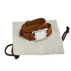 Pre Owned Hermes Silver Stainless Steel Leather Cape Cod CC2.710 Women's Wristwatch 29 mm