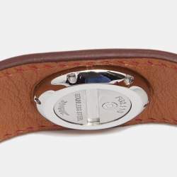 Pre Owned Hermes White Stainless Steel 1P Diamond Leather Faubourg Manchette W042630WW00 Women's Wristwatch 19.50 mm