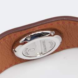 Pre Owned Hermes White Stainless Steel 1P Diamond Leather Faubourg Manchette W042630WW00 Women's Wristwatch 19.50 mm