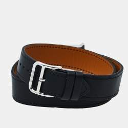 مملوكة مسبقًا Hermès Black Stainless Steel Leather Wrap Heure H HH1.510 Women's Wristwatch 26 mm