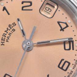 Pre Owned Hermes Pink Stainless Steel Clipper CL4.210 Women's Wristwatch 24 mm