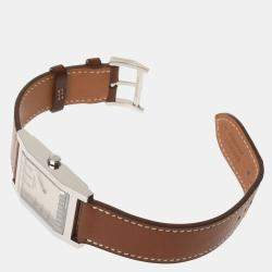 Pre Owned Hermes Silver Stainless Steel Tandem TA1.710 Quartz Women's Wristwatch 26 mm