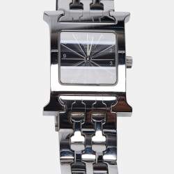 Hermes Black Stainless Steel Heure H HH1.210 Women's Wristwatch 21 mm