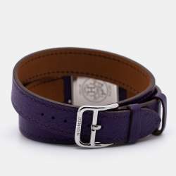 Pre Owned Hermes White Stainless Steel Leather Heure H HH1.210 Women's Wristwatch 21 mm