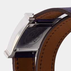 Pre Owned Hermes White Stainless Steel Leather Heure H HH1.210 Women's Wristwatch 21 mm