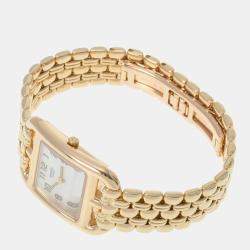 Hermes White 18k Yellow Gold Cape Cod CC1.285 Quartz Women's Wristwatch 23 mm