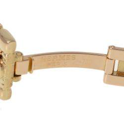 Hermes White 18k Yellow Gold Cape Cod CC1.285 Quartz Women's Wristwatch 23 mm