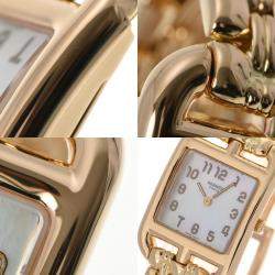 Hermes White 18k Yellow Gold Cape Cod CC1.285 Quartz Women's Wristwatch 23 mm
