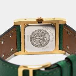 Hermes White Gold Plated Stainless Steel Leather Medor ME1.201 Women's wristwatch 23 mm