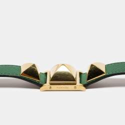 Hermes White Gold Plated Stainless Steel Leather Medor ME1.201 Women's wristwatch 23 mm