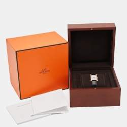 Hermès Mother Of Pearl 18K Rose Gold Diamond Alligator Leather Heure H HH1.271 Women's Wristwatch 21 mm