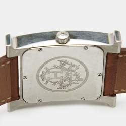 Hermes White Stainless Steel Leather Heure HH1.810 Women's Wristwatch 31 mm