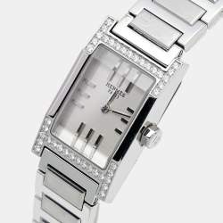 Hermes Silver Stainless Steel Tandem TA1.230 Quartz Women's Wristwatch 19 mm