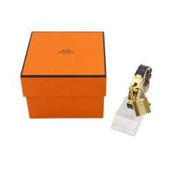Hermes Champagne Yellow Gold Plated Stainless Steel Kelly Quartz Women's Wristwatch 20 mm