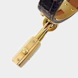 Hermes Champagne Yellow Gold Plated Stainless Steel Kelly Quartz Women's Wristwatch 20 mm