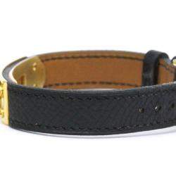 Hermes Black Yellow Gold Plated Stainless Steel Kelly Quartz Women's Wristwatch 20 mm