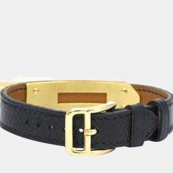 Hermes Black Yellow Gold Plated Stainless Steel Kelly Quartz Women's Wristwatch 20 mm