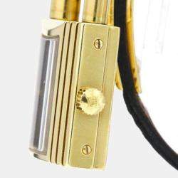 Hermes Black Yellow Gold Plated Stainless Steel Kelly Quartz Women's Wristwatch 20 mm