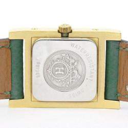 Pre Owned Hermes White Yellow Gold Plated Stainless Steel Medor Quartz Women's Wristwatch 23 mm