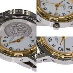 Hermes Silver Yellow Gold Plated Stainless Steel Clipper CL4.210 Quartz Women's Wristwatch 24 mm