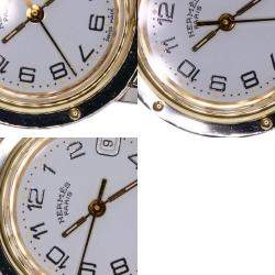 Hermes Silver Yellow Gold Plated Stainless Steel Clipper CL4.210 Quartz Women's Wristwatch 24 mm