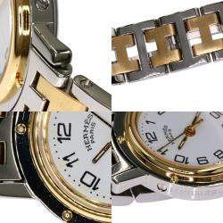 Hermes Silver Yellow Gold Plated Stainless Steel Clipper CL4.210 Quartz Women's Wristwatch 24 mm