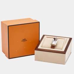 Hermes Silver Stainless Steel Leather Kelly KE1.210 Women's Wristwatch 20 mm