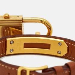 Pre Owned Hermes White Gold Plated Stainless Steel Leather Kelly KE1.201a Women's wristwatch 20 mm