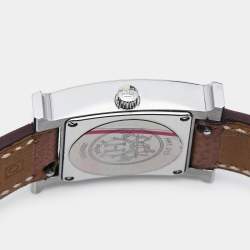 Hermes White Stainless Steel Calfskin Leather Heure H 036702WW00 Women's Wristwatch 21 mm