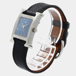 Hermes Blue Stainless Steel Heure H HH1.210 Quartz Women's Wristwatch 21 mm