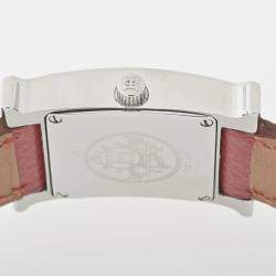 Hermes Silver Stainless Steel Heure H HH1.210 Quartz Women's Wristwatch 24 mm