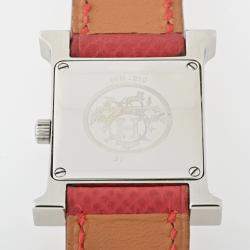 Hermes Silver Stainless Steel Heure H HH1.210 Quartz Women's Wristwatch 24 mm