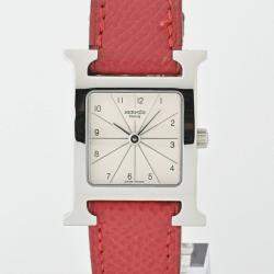 Hermes Silver Stainless Steel Heure H HH1.210 Quartz Women's Wristwatch 24 mm