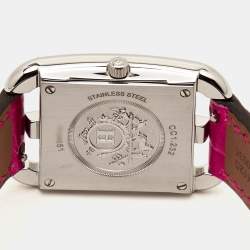 Hermes Mother Of Pearl Diamond Stainless Steel Alligator Leather Cape Cod CC1.232 Women's Wristwatch 23 mm