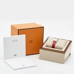 Hermès Mother of Pearl Stainless Steel Diamond Alligator Heure H Mini HH1.131 Women's Wristwatch 17 mm