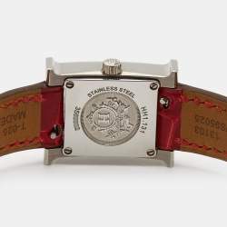 Hermès Mother of Pearl Stainless Steel Diamond Alligator Heure H Mini HH1.131 Women's Wristwatch 17 mm