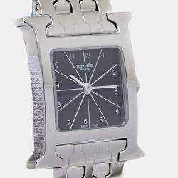 Hermes Black Stainless Steel H Collection Quartz Women's Wristwatch 21 mm