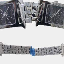 Hermes Black Stainless Steel H Collection Quartz Women's Wristwatch 21 mm