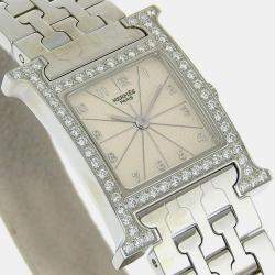 Hermes Silver Stainless Steel Heure H Quartz Women's Wristwatch 21 mm