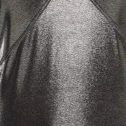 Pre Owned Heroine Sport Metallic Silver Lamé Racing Jumpsuit L